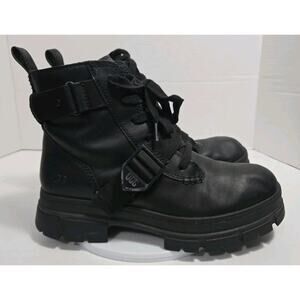 UGG Women’s Ashton Black Leather Lace Up Platform Combat Boots Size 10